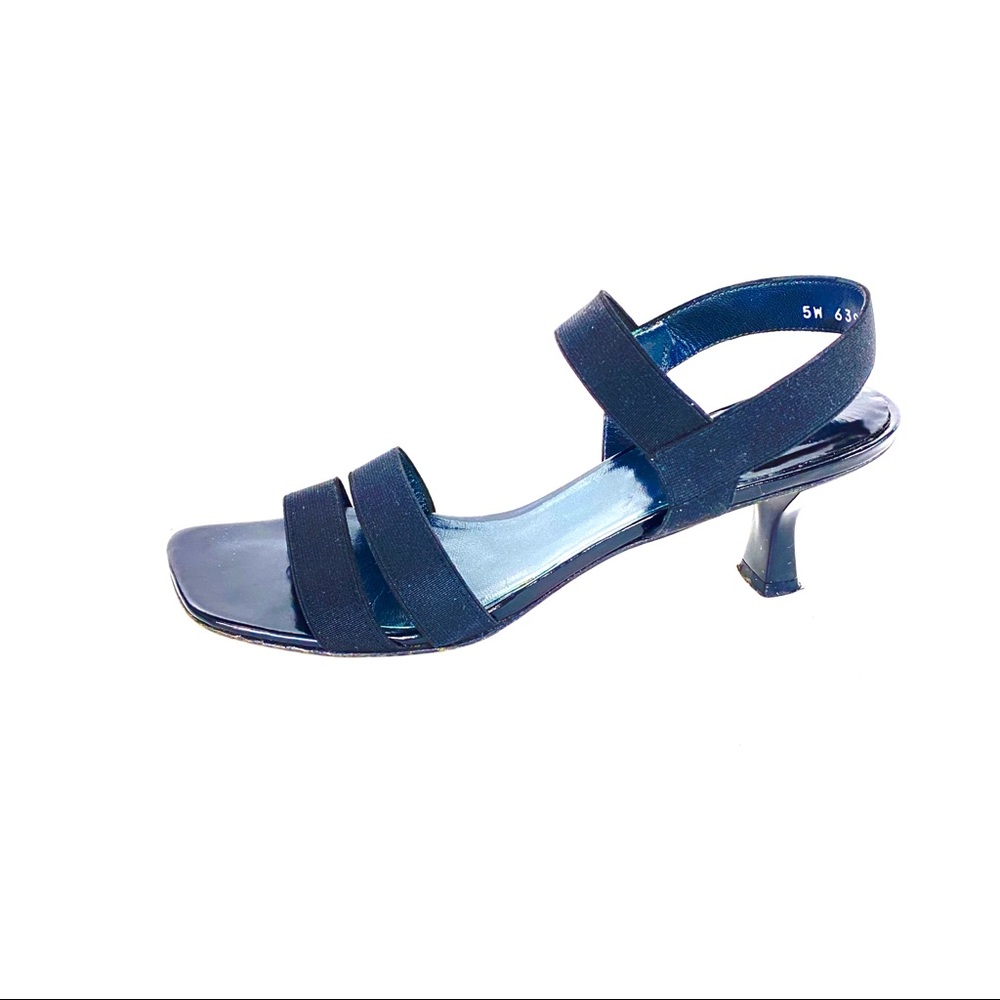 Stuart Weitzman Black Ribbon & Elastic Patent Hee… - image 8